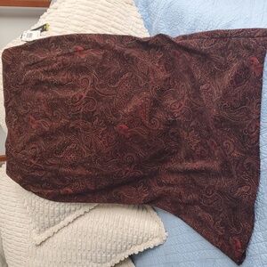 Briggs New York Long Paisley Zippered  Skirt, Red, Brown, Black Beige, Size 14